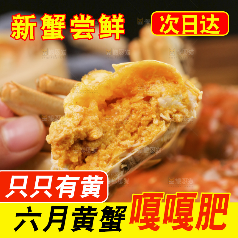 手里拿着清蒸大闸蟹