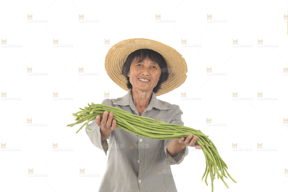 手里拿着长豇豆