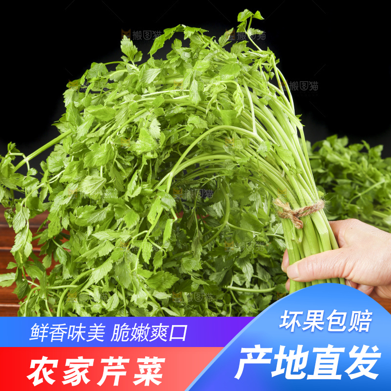 木底上的新鲜芹菜
