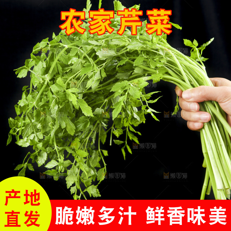 木底上的新鲜芹菜