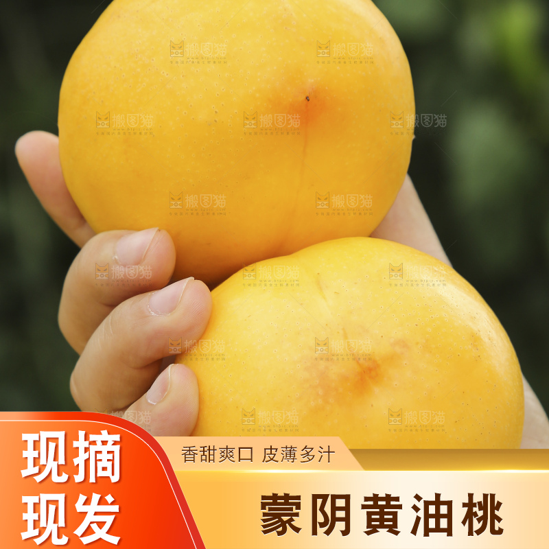 手里拿着黄油桃