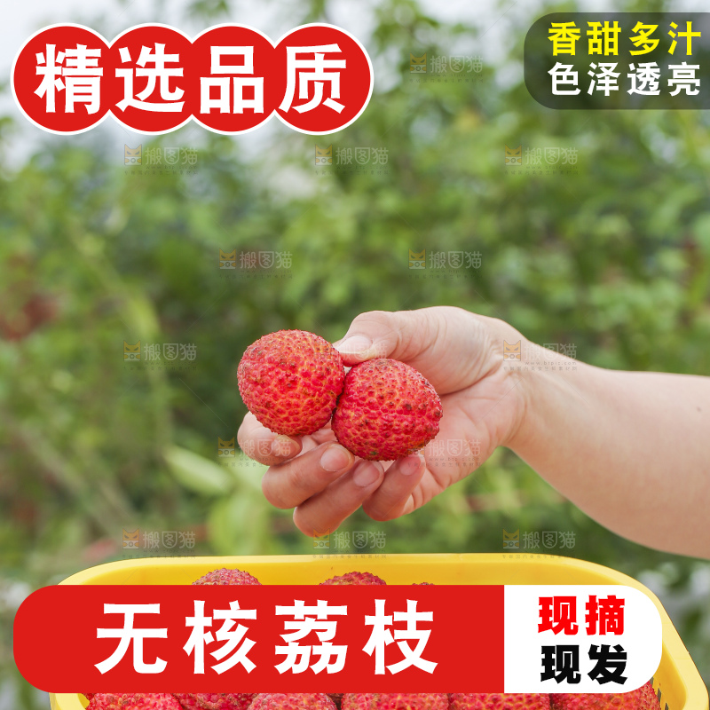 手里拿着无核荔枝