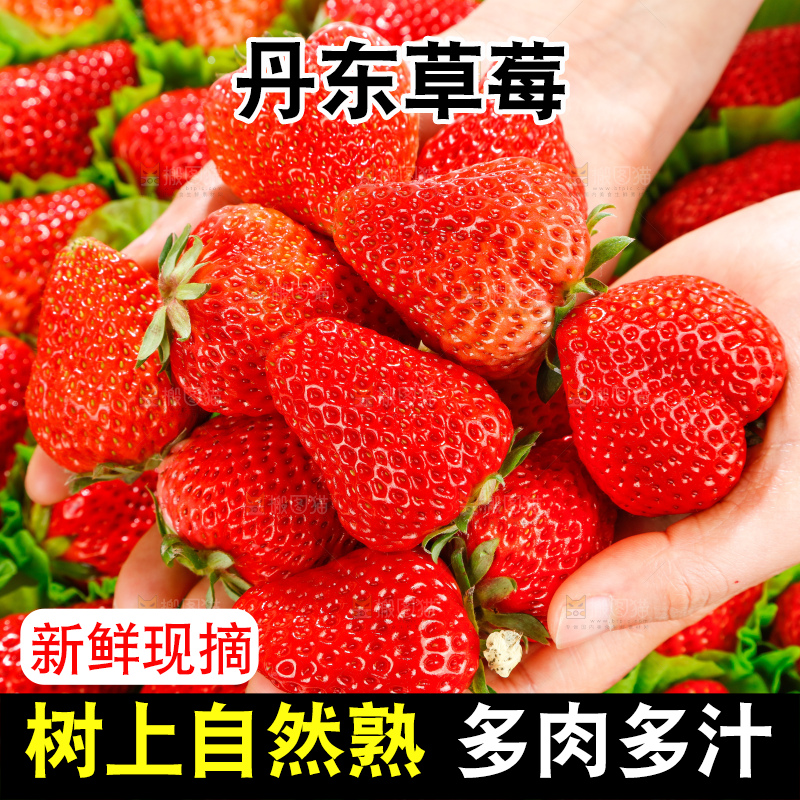 堆放着的新鲜草莓