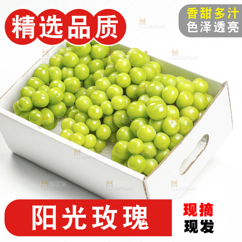 白底上的阳光玫瑰青提
