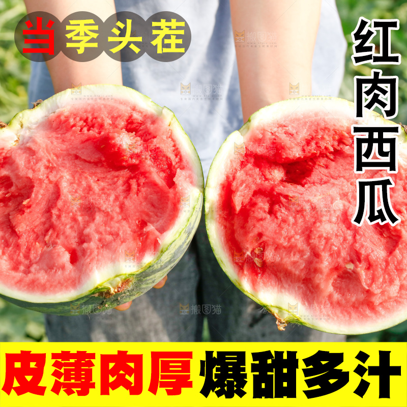 手里拿着新鲜西瓜