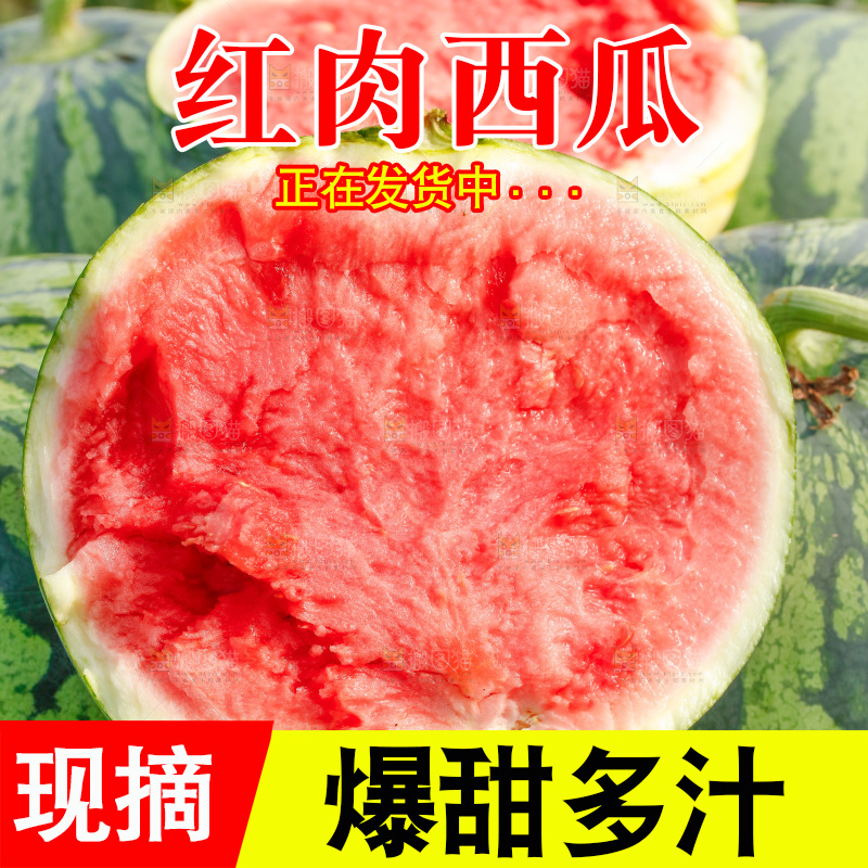 手里拿着新鲜西瓜
