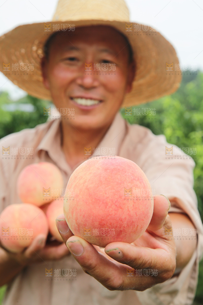 手里拿着阳山水蜜桃