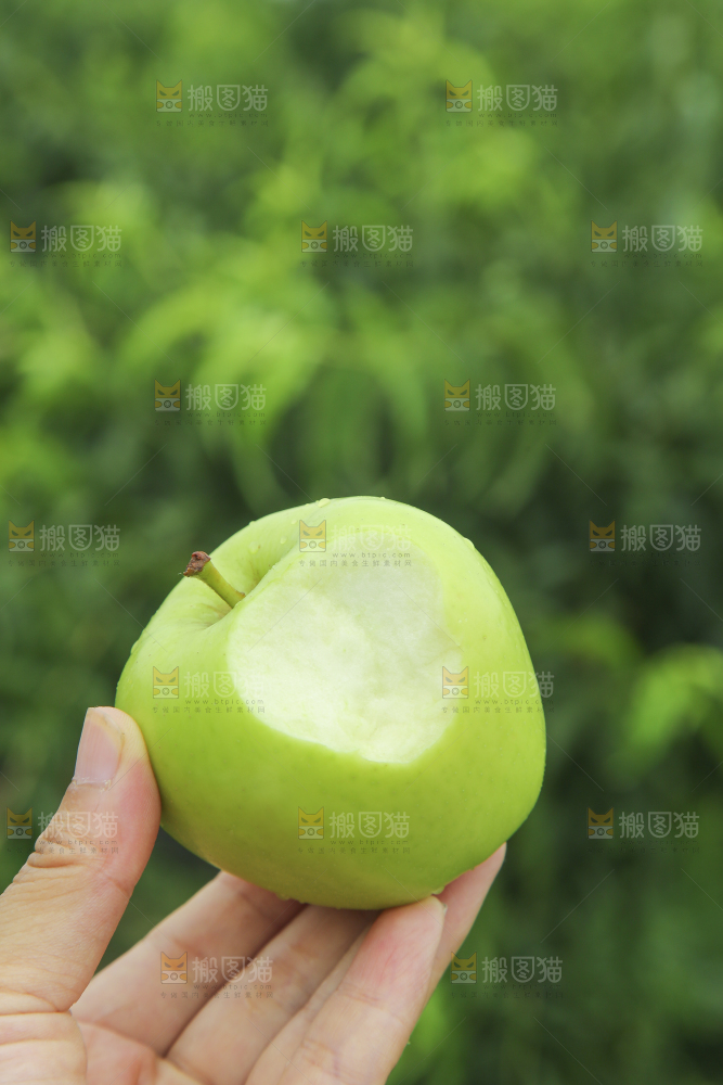手里拿着青苹果