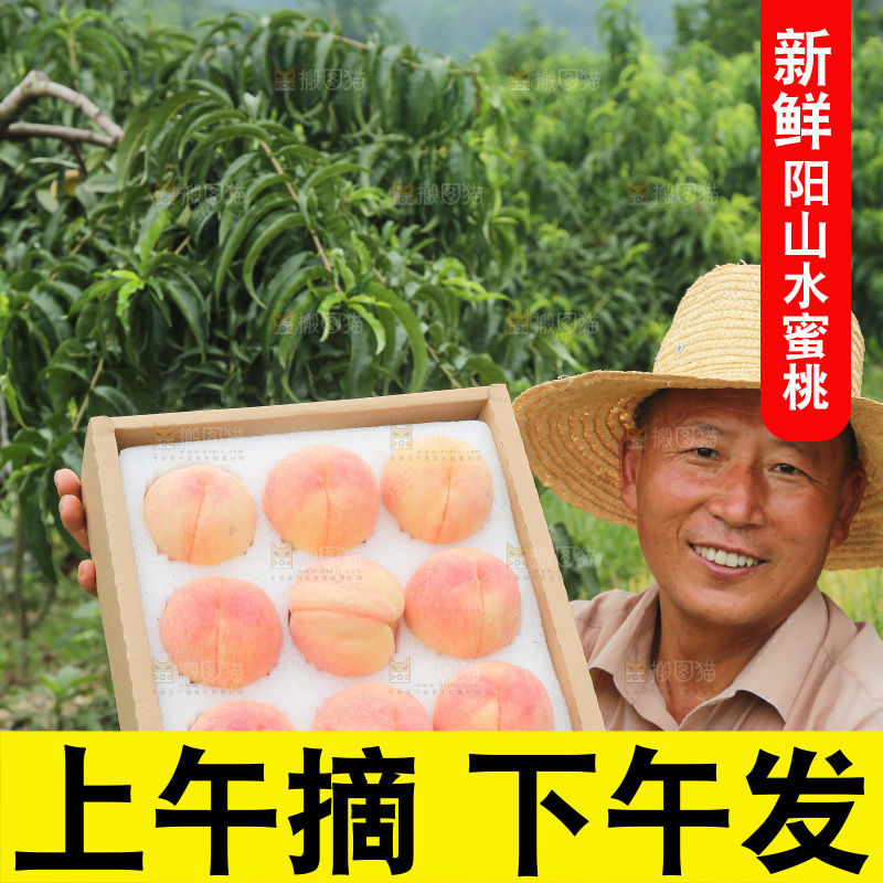 手里拿着一箱阳山水蜜桃