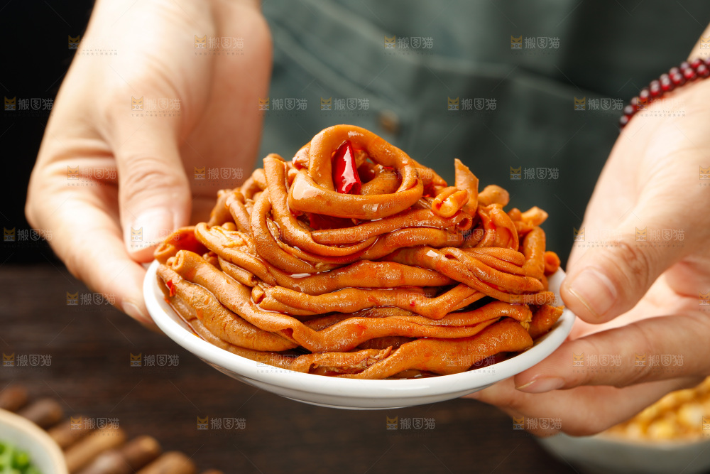 深底上的卤鸭肠