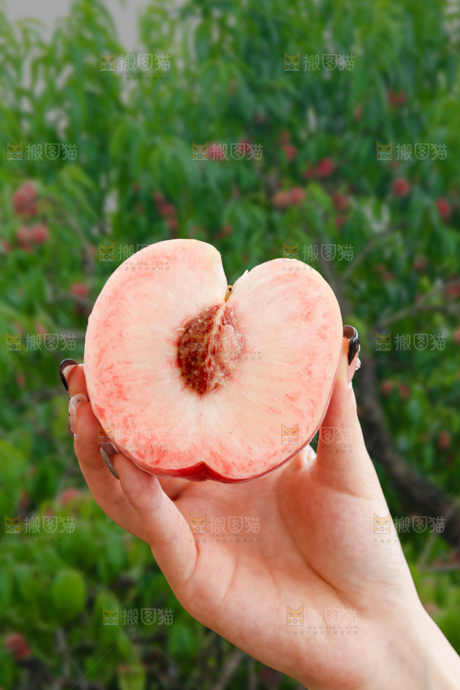 手里拿着苹果桃