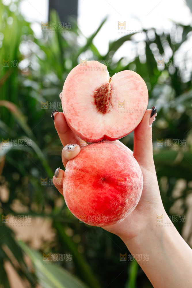 手里拿着苹果桃