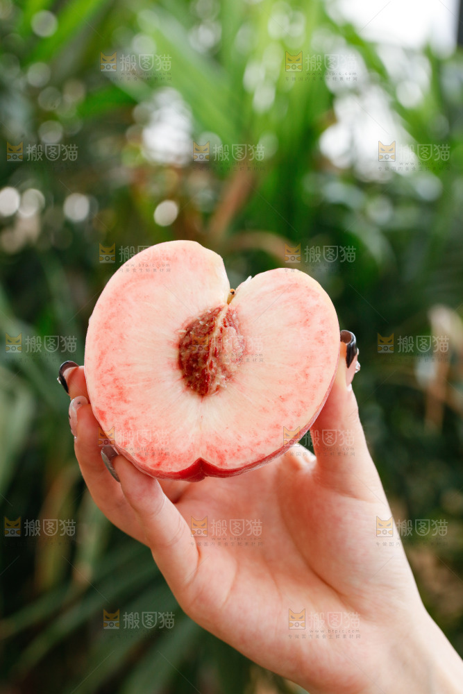手里拿着苹果桃