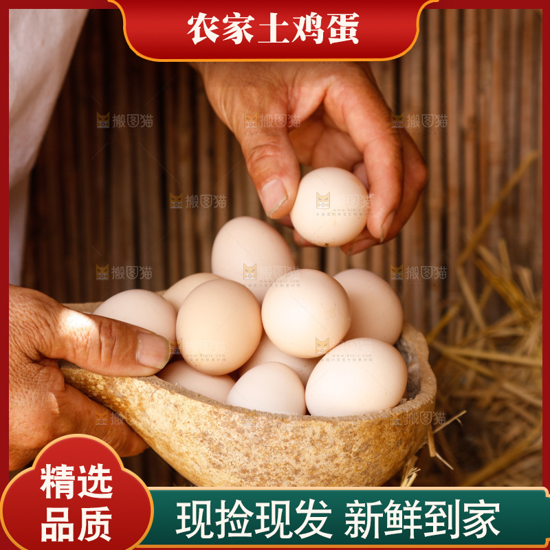 地上放着新鲜土鸡蛋