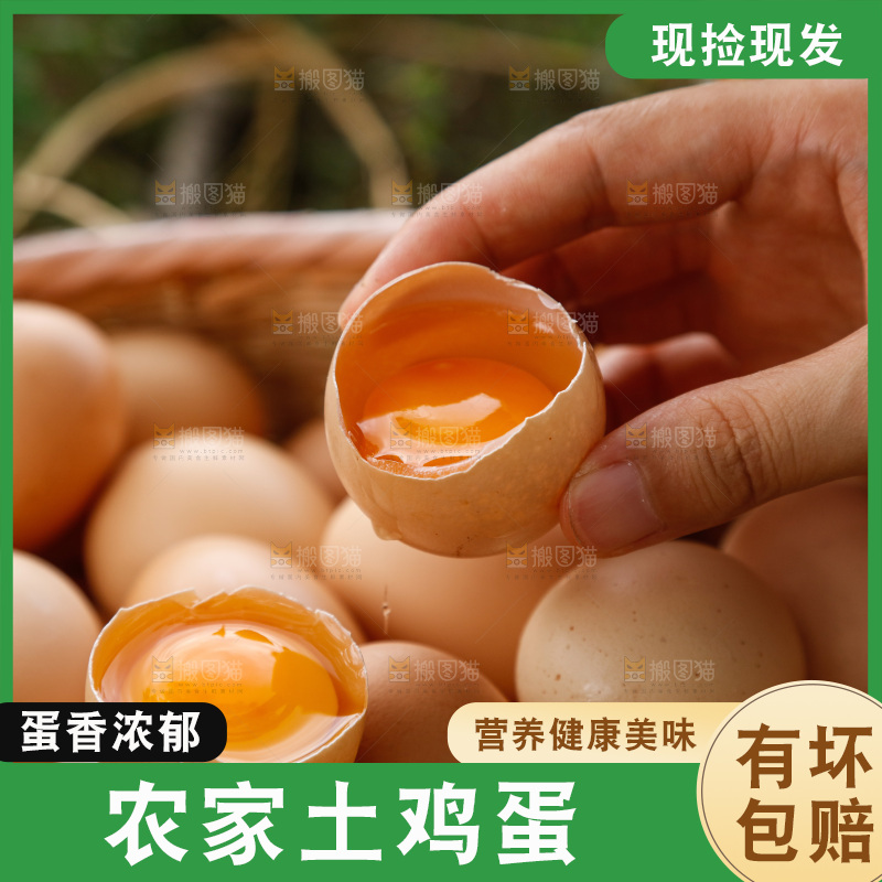 地上放着新鲜土鸡蛋
