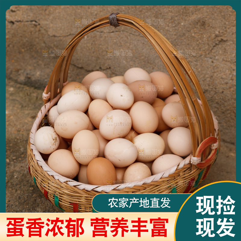 地上放着新鲜土鸡蛋