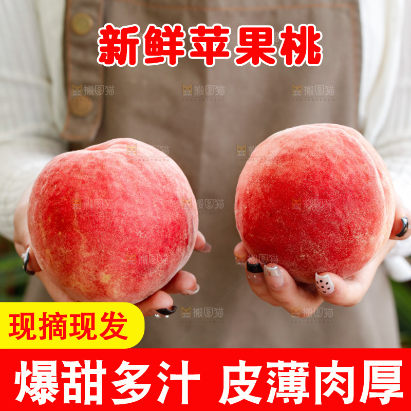 手里拿着苹果桃