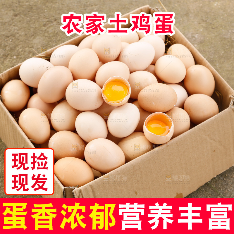 地上放着新鲜土鸡蛋