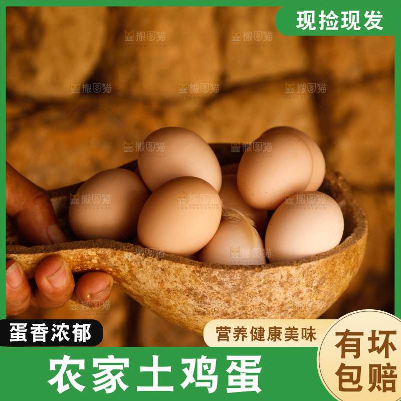 地上放着新鲜土鸡蛋