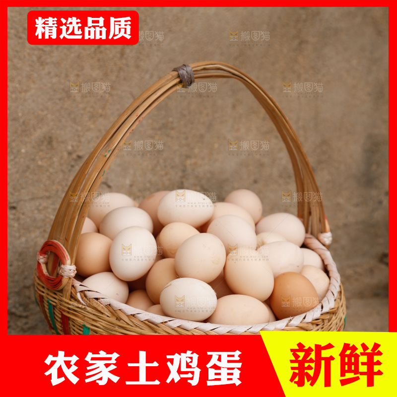 地上放着新鲜土鸡蛋