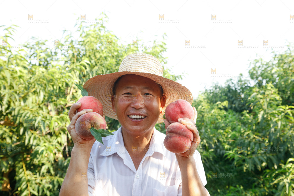 手里拿着苹果桃