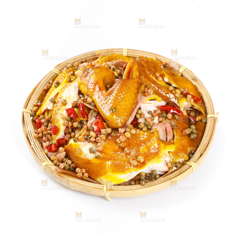 白底上的椒麻鸡