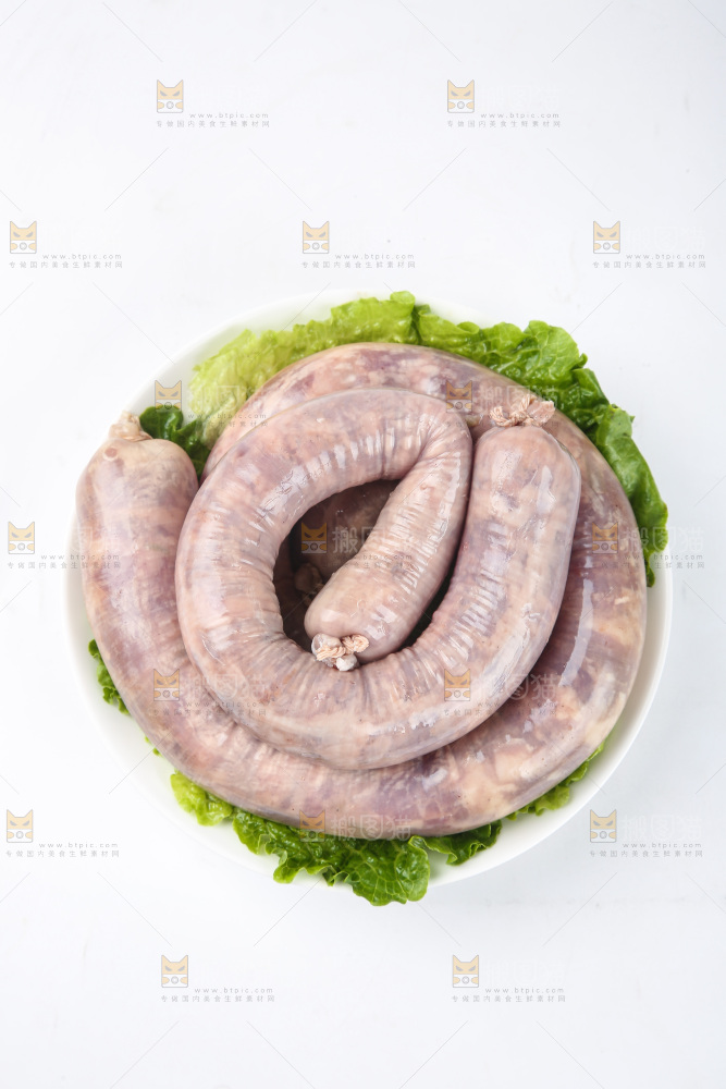 白底上的羊肠灌肉