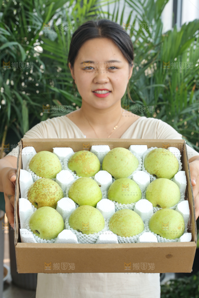 手里拿着金帅青苹果