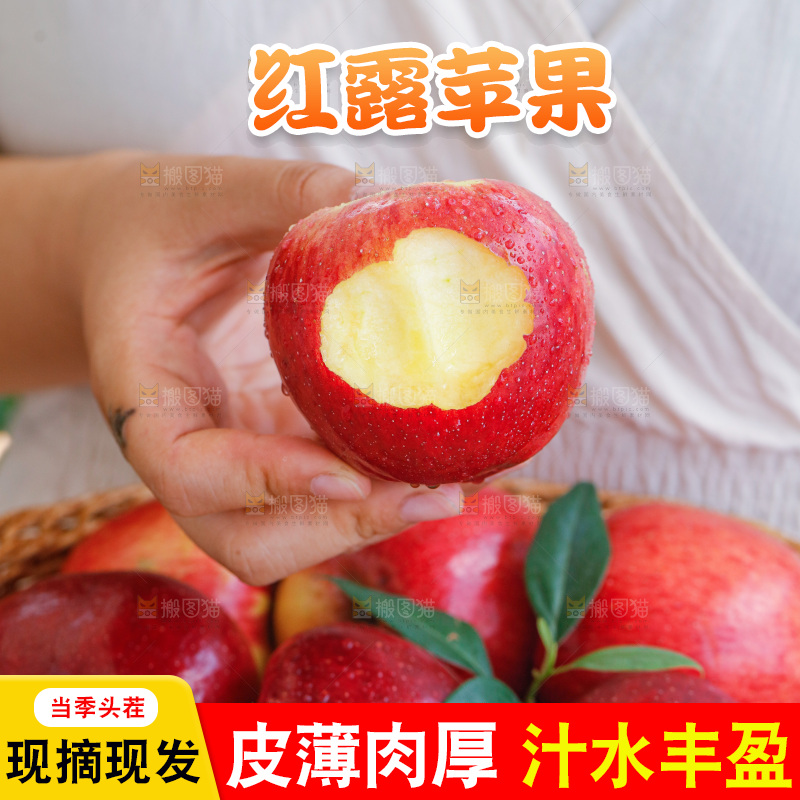 手里拿着红露苹果