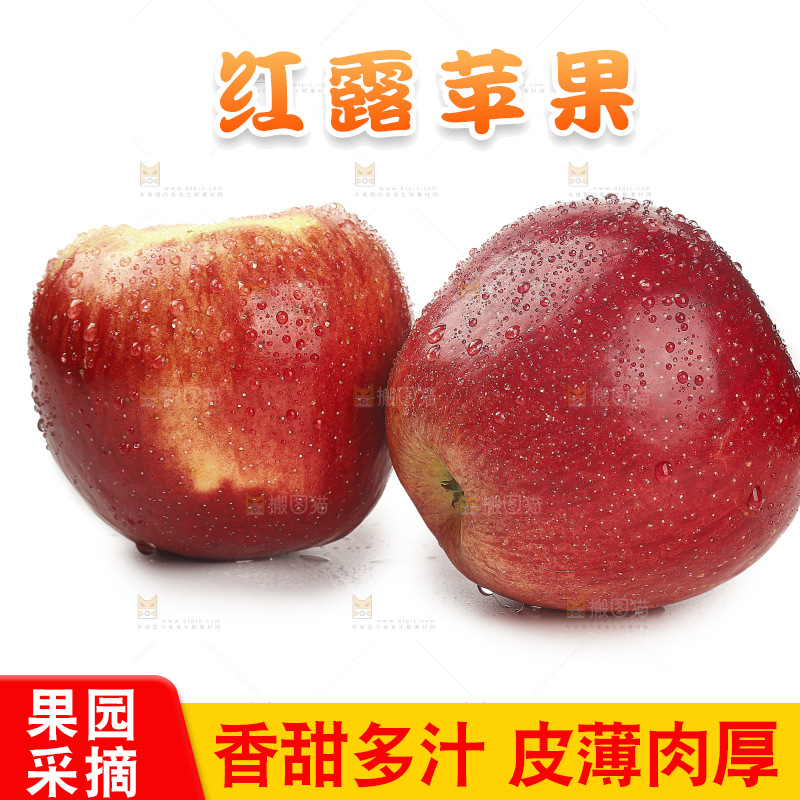 白底上的红露苹果