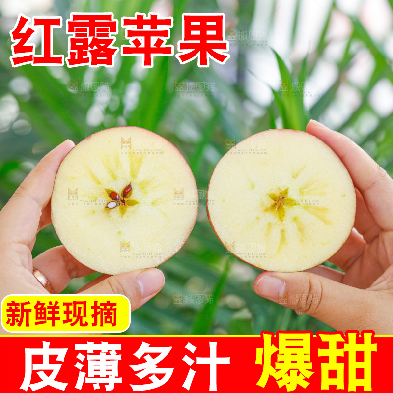 手里拿着红露苹果