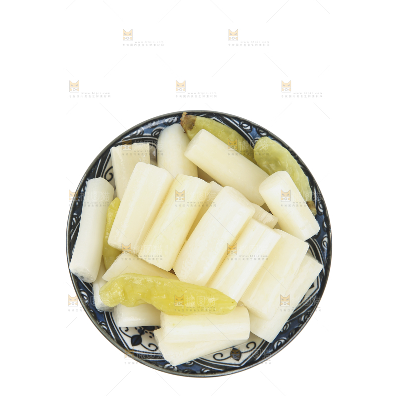 白底上的酸辣藕带