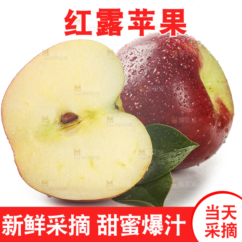 白底上的红露苹果