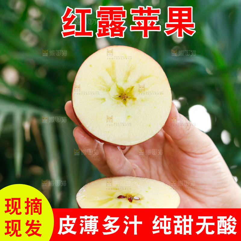 手里拿着红露苹果