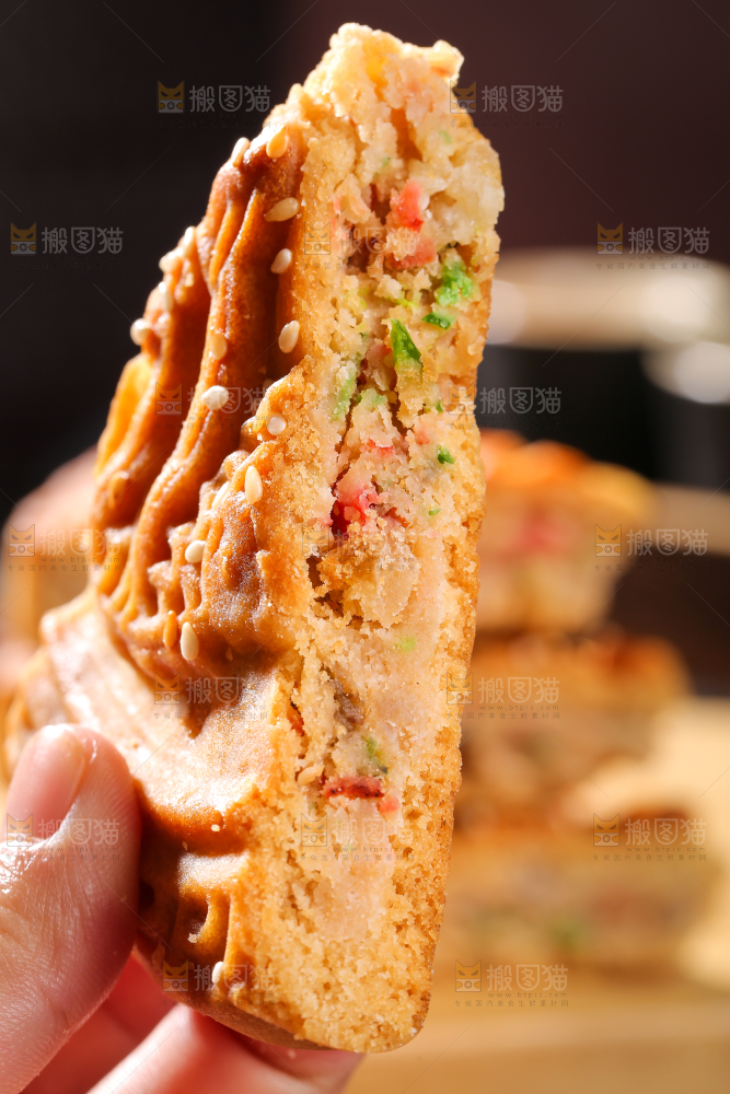 深底上的五仁大月饼