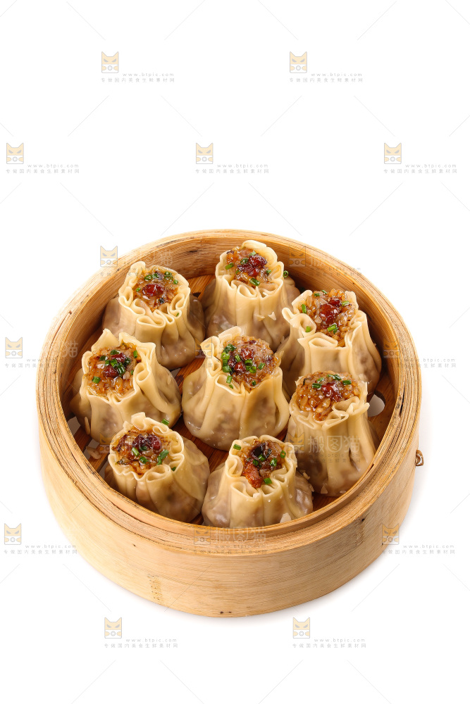 白底上的糯米烧麦
