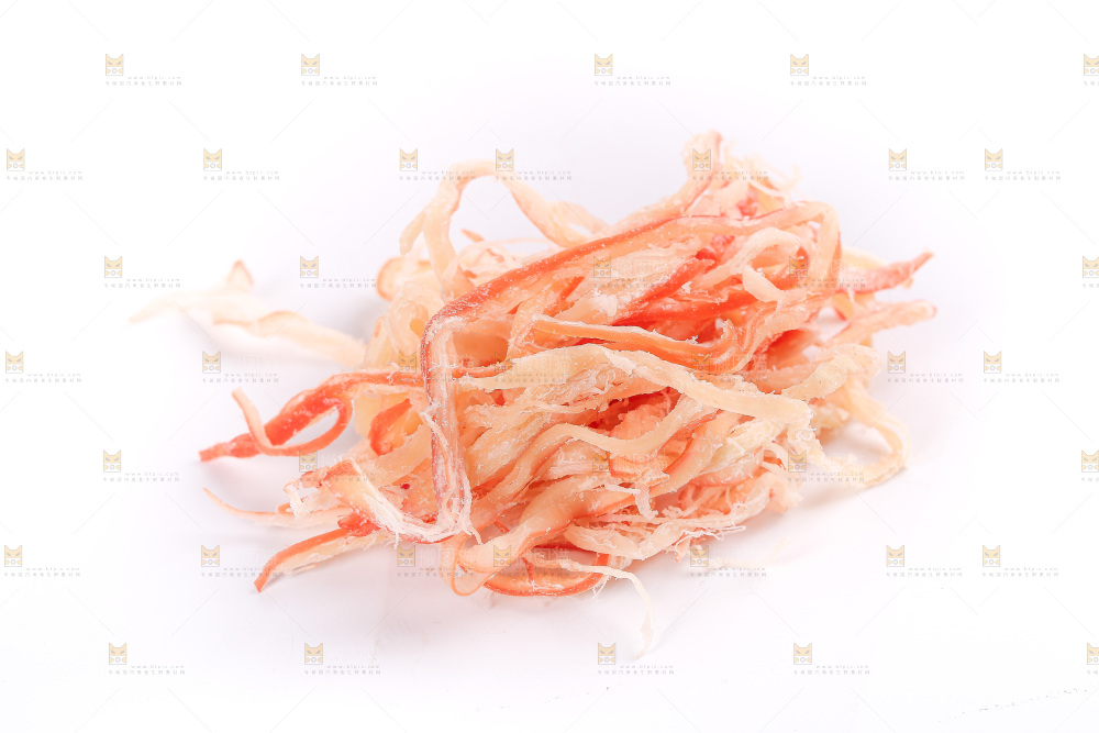 白底上的鱿鱼丝