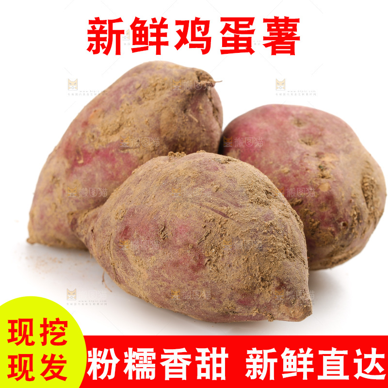 白底上的鸡蛋薯