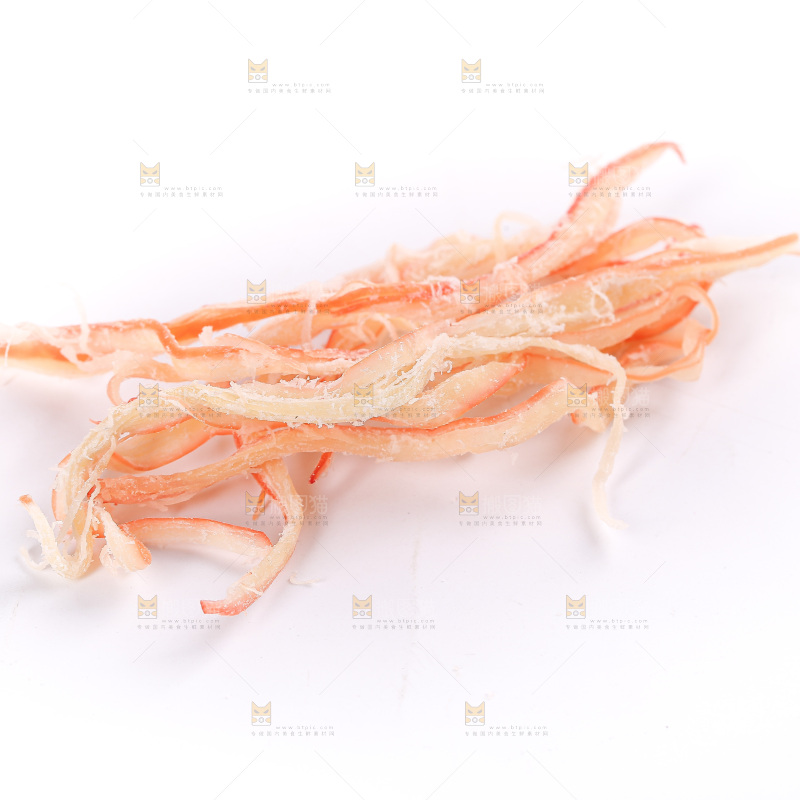 白底上的鱿鱼丝