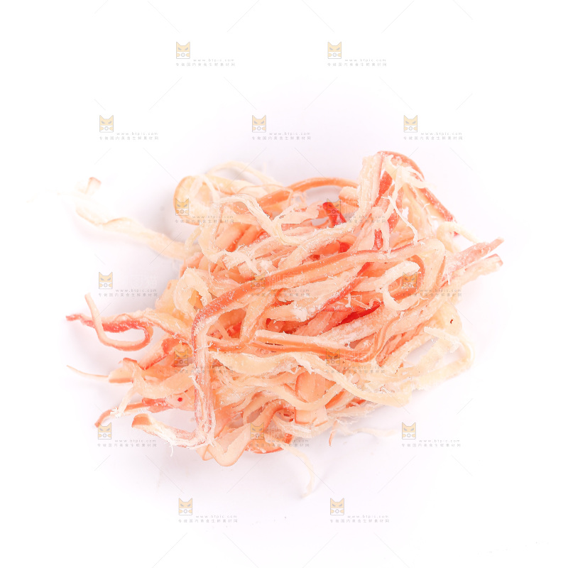 白底上的鱿鱼丝