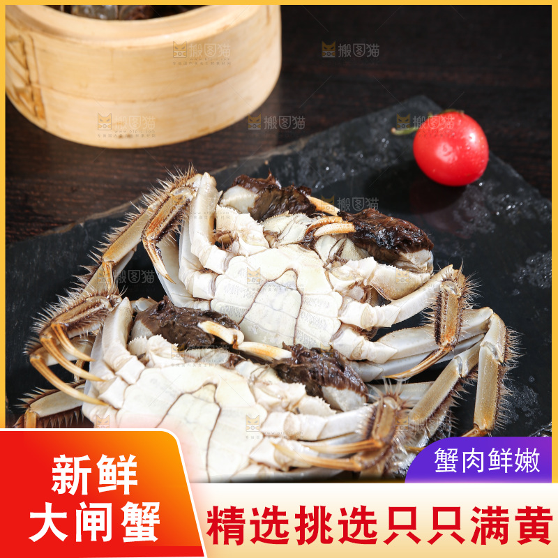 深底上的新鲜大闸蟹