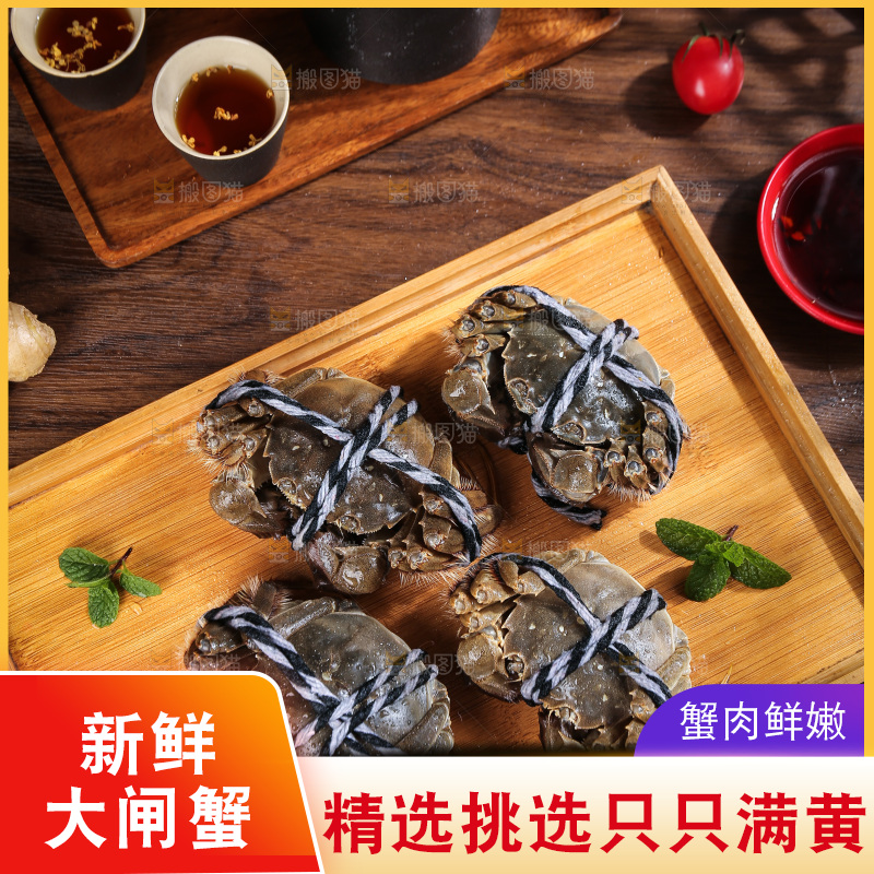 深底上的新鲜大闸蟹