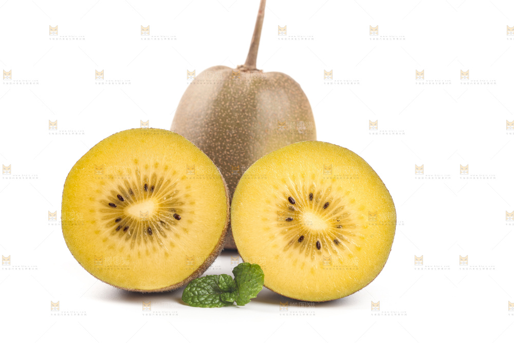 白底上的黄心猕猴桃