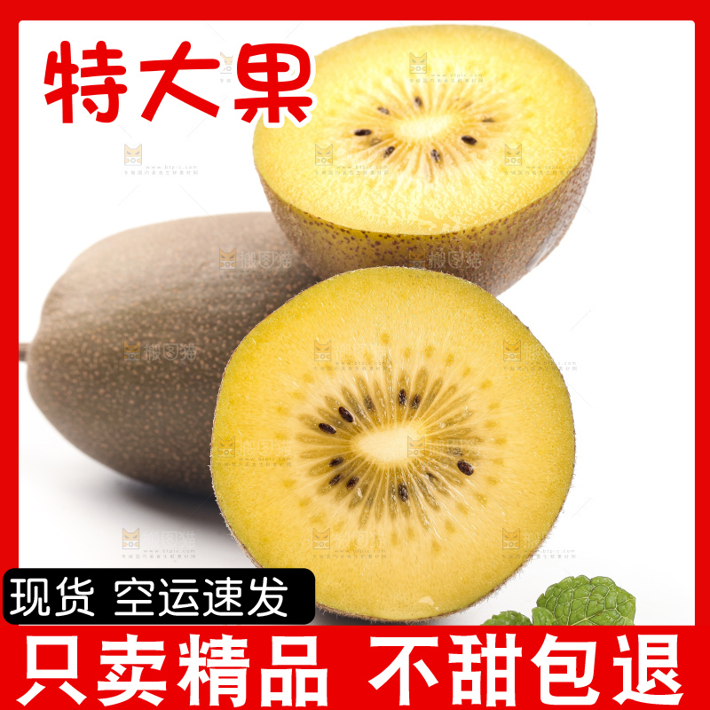 白底上的黄心猕猴桃