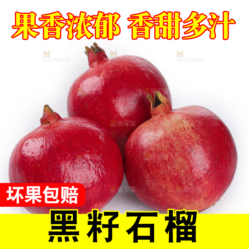 白底上的黑籽石榴