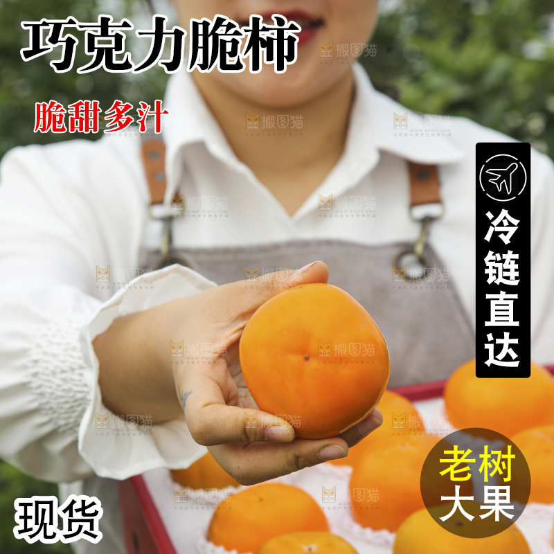 手里拿着新鲜脆柿