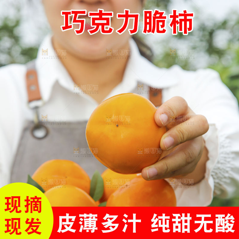 手里拿着新鲜脆柿