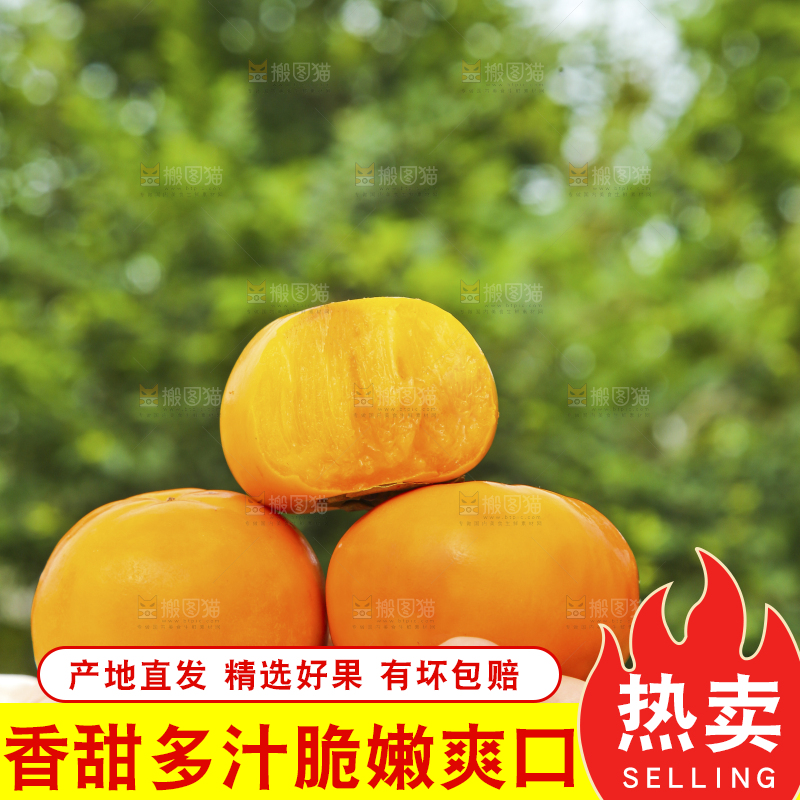 手里拿着新鲜脆柿