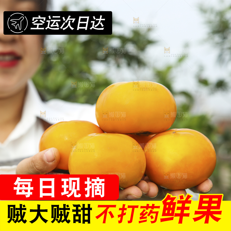 手里拿着新鲜脆柿