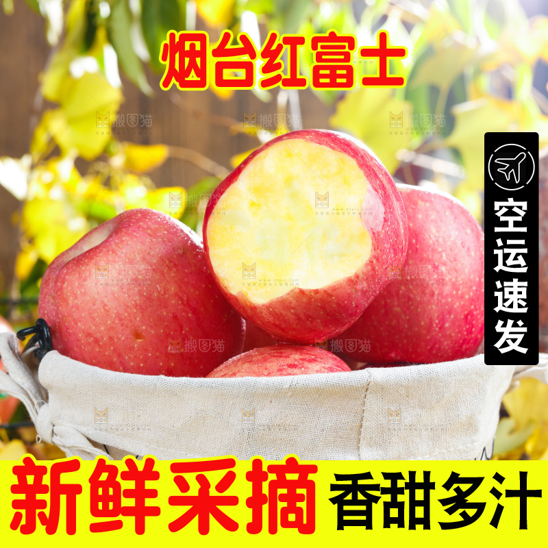 浅底上的红富士苹果